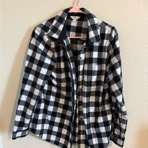 Time and Tru Black and White Checkered Button Up